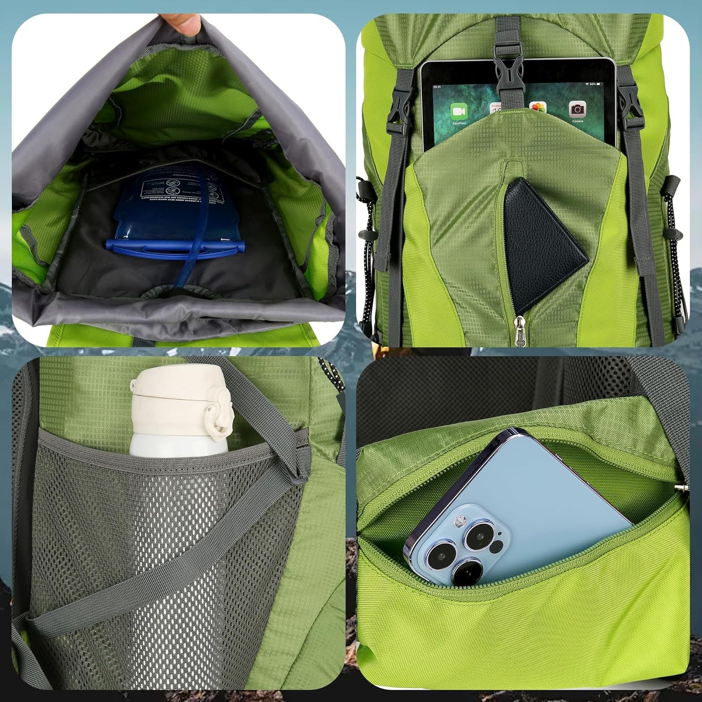Wintming 75L Hiking Backpack with Rain Cover Waterproof Camping Backpack Shoes Warehouse for Men Women