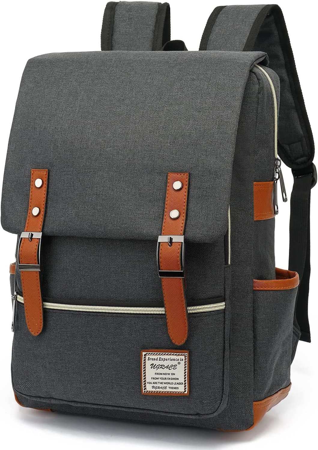 Slim Business Laptop Backpack Casual Daypacks College Shoulder Bag for Men Women, Tear Resistant Unique Travelling Backpack Fits up to 15.6 Inch Laptop in Charcoal Black