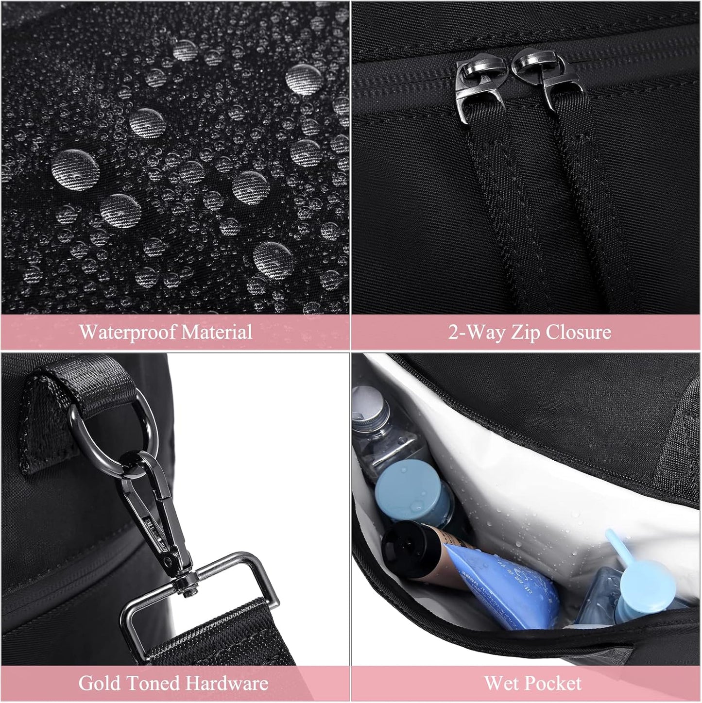 Small Duffle Bag with Wet Pocket & Shoes Bag, Sports Gym Bag, Travel Duffle Bag for Men, Women, Girls and Kids, Lightweight and Waterproof(Black)
