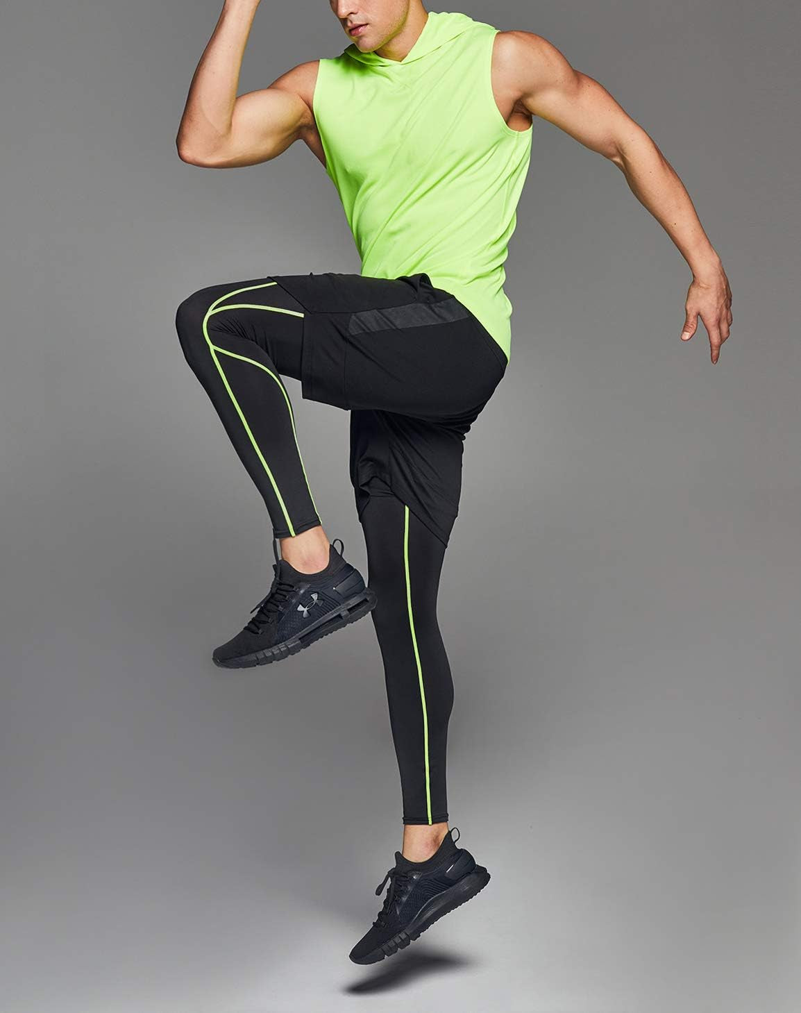 Men'S Compression Pants Running Tights Workout Leggings, Cool Dry Technical Sports Baselayer