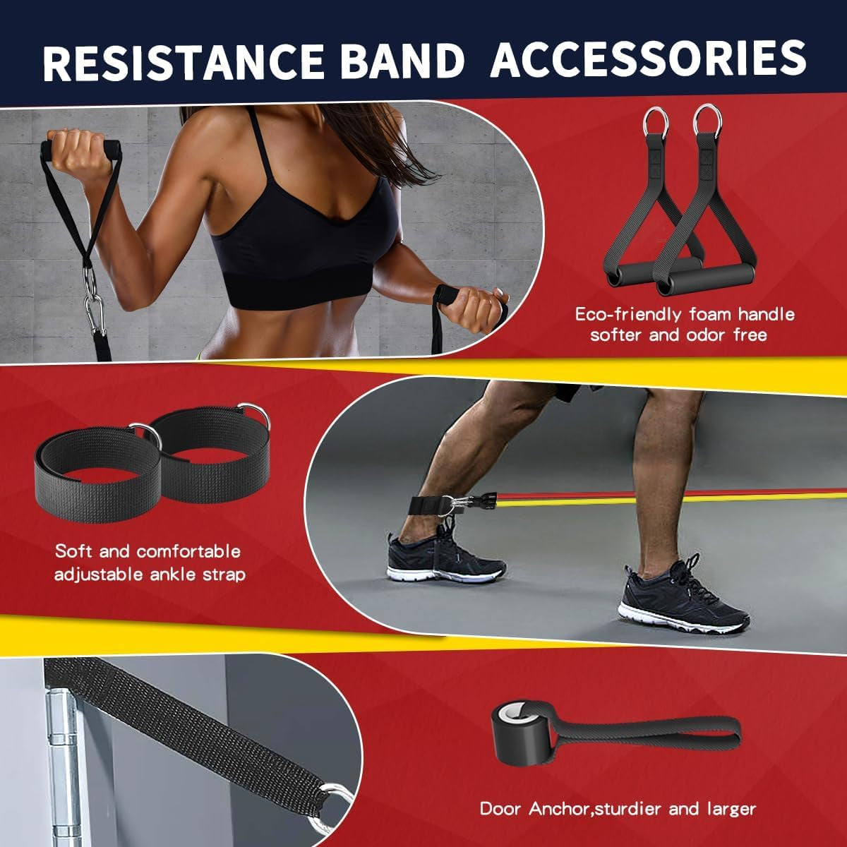 Resistance Bands, Exercise Bands,Resistance Bands for Working Out, Work Out Bands with Handles for Men and Women Fitness, Strength Training Home Gym Equipment