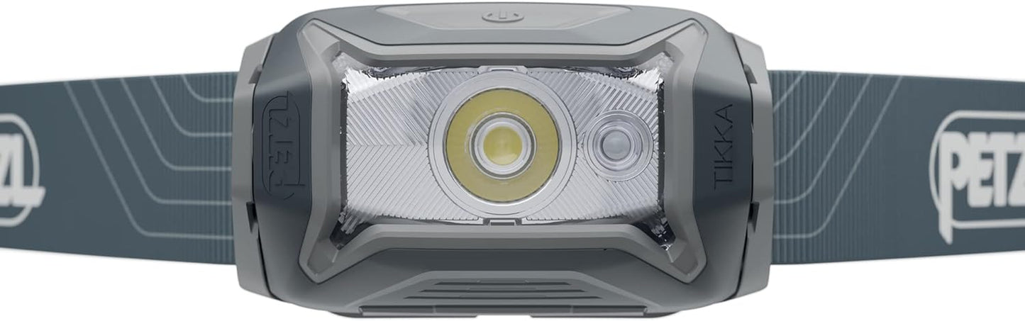 Tikka Headlamp - Compact 350 Lumen Light with Red Lighting, for Hiking, Climbing, Running, and Camping - Grey