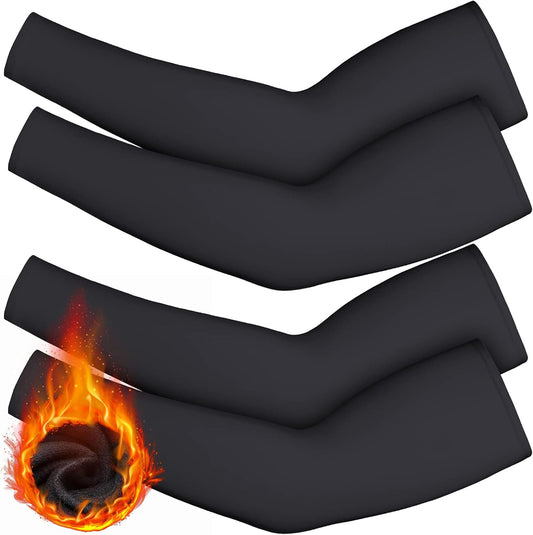 4 Pieces Thermal Arm Warmer Compression Arm Sleeve for Men Women Winter Outdoor Activities Cycling Basketball Running