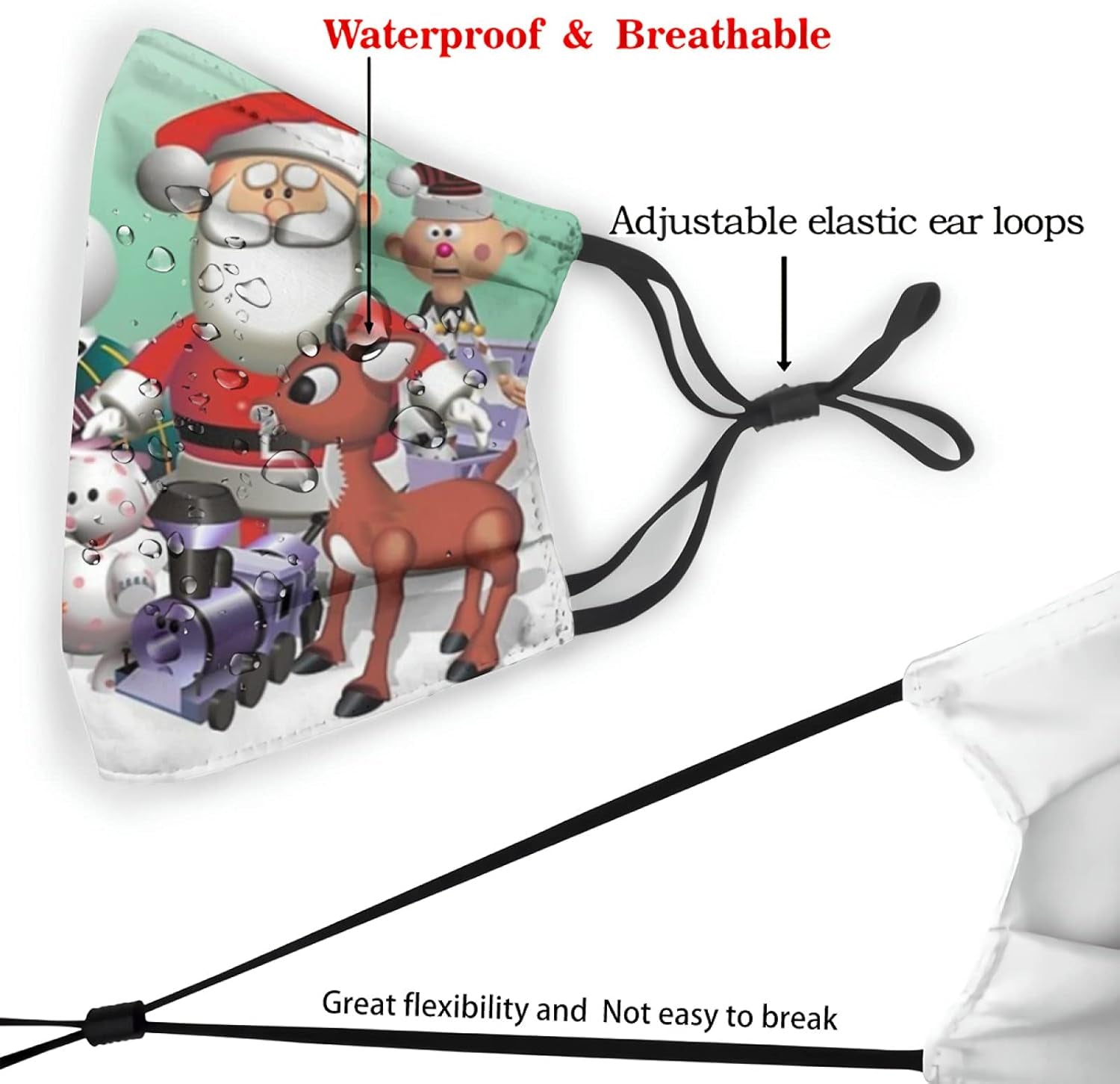 MARKFACE Holiday Christmas Fun Cloth Face Mask Scarf Fashion Gift Washable Adult Print Reusable Face Balaclava for Teens Women Men with 2 Filters