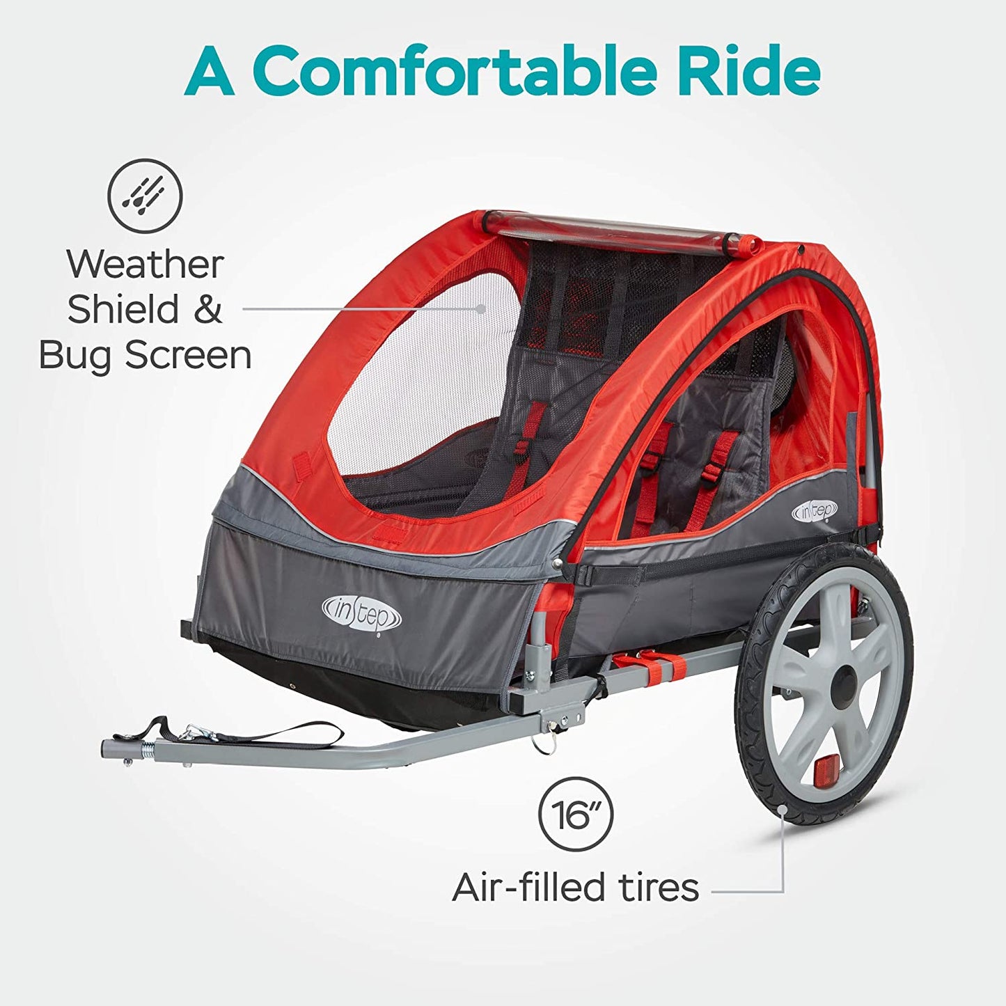 Take 2 or Sync Kids Bike Trailer, Single or Double Seat, Universal Coupler, Folding Frame, Quick-Release Wheels, Canopy with Bug Screen and Weather Shield, Bike Trailer for Kids