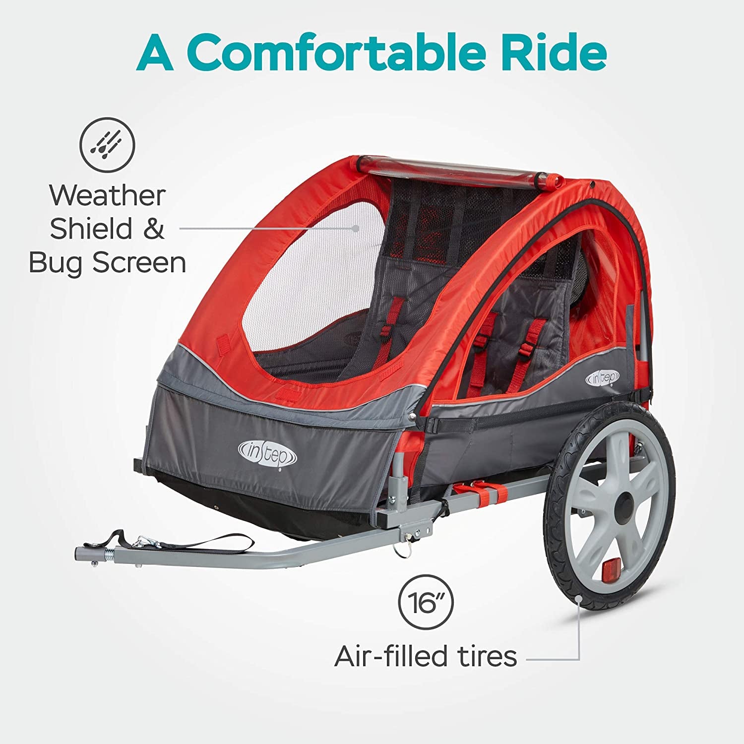 Take 2 or Sync Kids Bike Trailer, Single or Double Seat, Universal Coupler, Folding Frame, Quick-Release Wheels, Canopy with Bug Screen and Weather Shield, Bike Trailer for Kids
