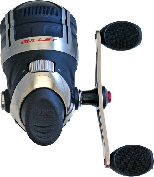 Bullet Spincast Fishing Reel, Size 30 Reel, Fast 29.6 Inches per Turn, Gripem All-Weather Handle Knobs, Pre-Spooled with 10-Pound  Fishing Line, Black (2017)