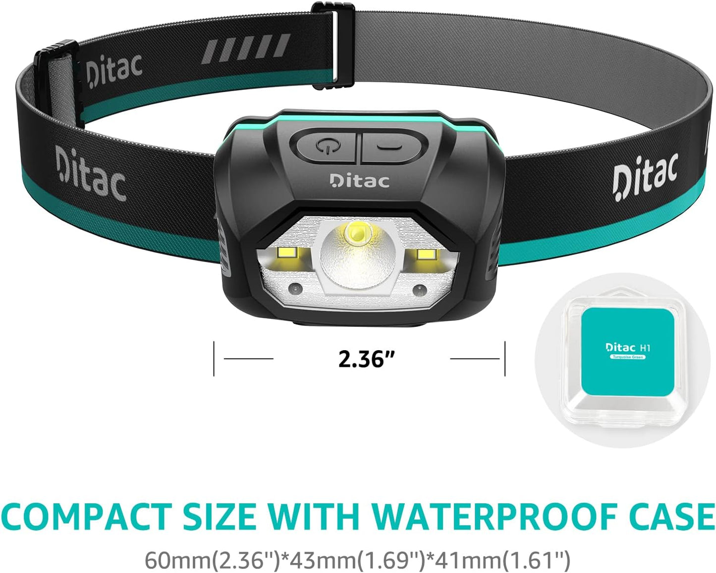 H1 Head Lamp Rechargeable, Head Lamp with Motion Sensor, Bright Led Headlamp, 440 Lumens 1800Mah Max Runtime 70 Hours, IPX6 Waterproof Headlight 5 Modes for Hiking Camping Fishing (Green)
