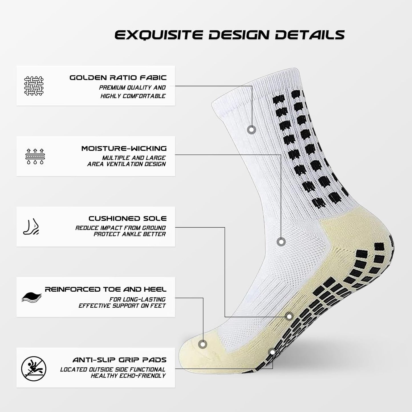 4 Pairs Mens Grip Soccer Socks Non Slip Grippy Women Socks for Football Basketball Sports
