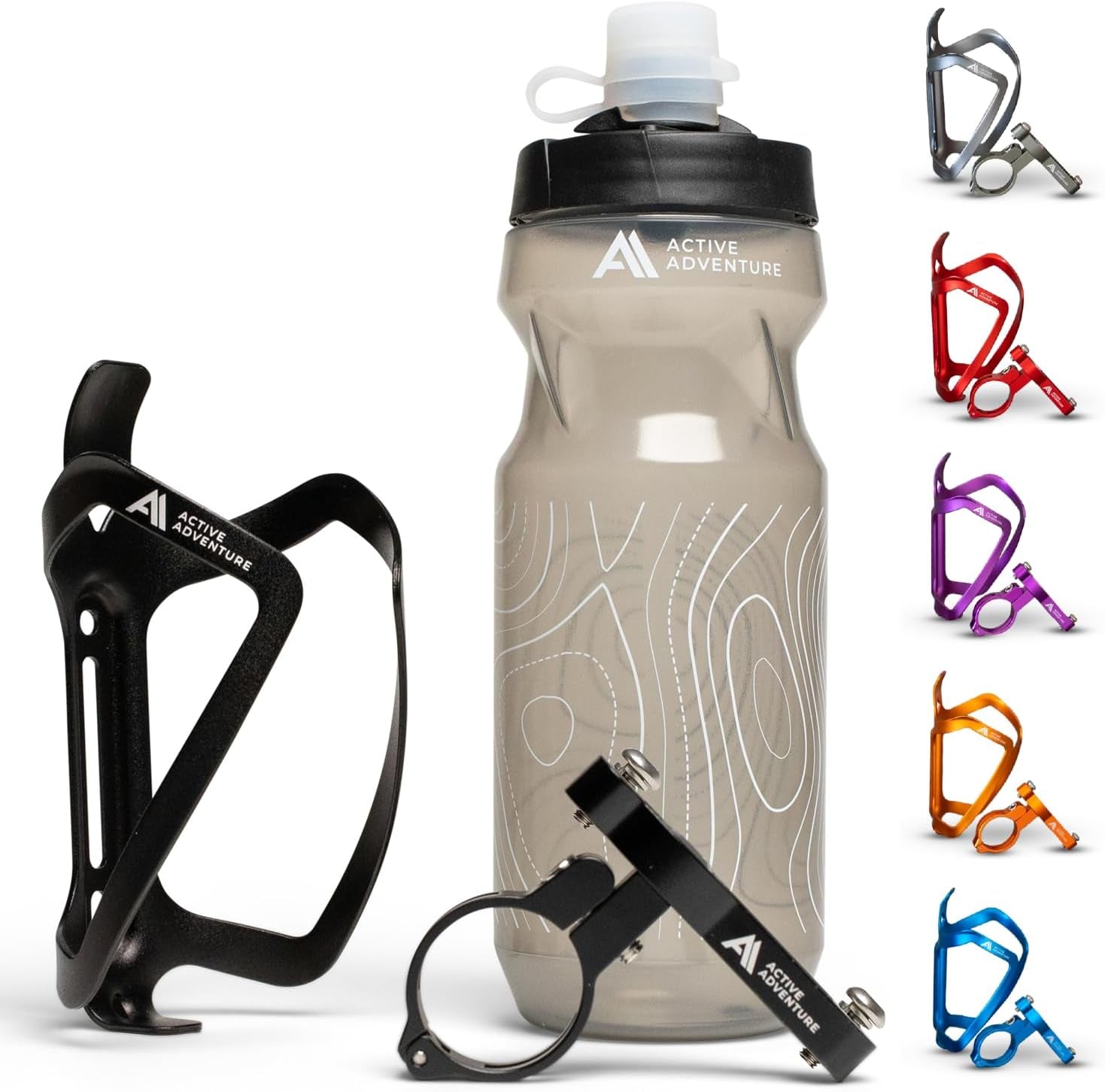 Bike Water Bottle Holder with Bottle Combo Mount Cage Rack No Screws Mountain Bicycle Accessories, for Sport Outdoor Cycling, MTB Road, Universal Cup Holder, Durable Alloy Kids, Adults (Black)