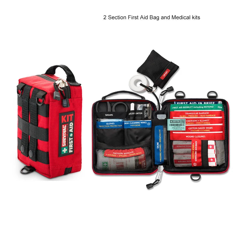 Portable Molle First Aid Kits Waterproof Medical Bag for Hiking Camping Cycling Travel Emergency Survival Kit Rescue Treatment